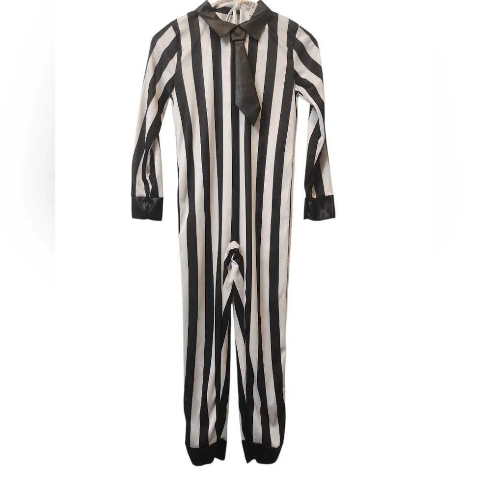 Beetlejuice Style Black & White Striped Kids Small Costume